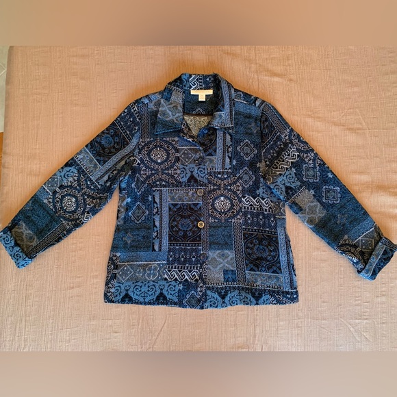 Appleseed's Jackets & Blazers - Appleseed's Blue and Black Tapestry Jacket